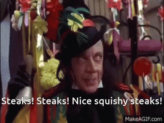 Steaks! nice squishy steaks!