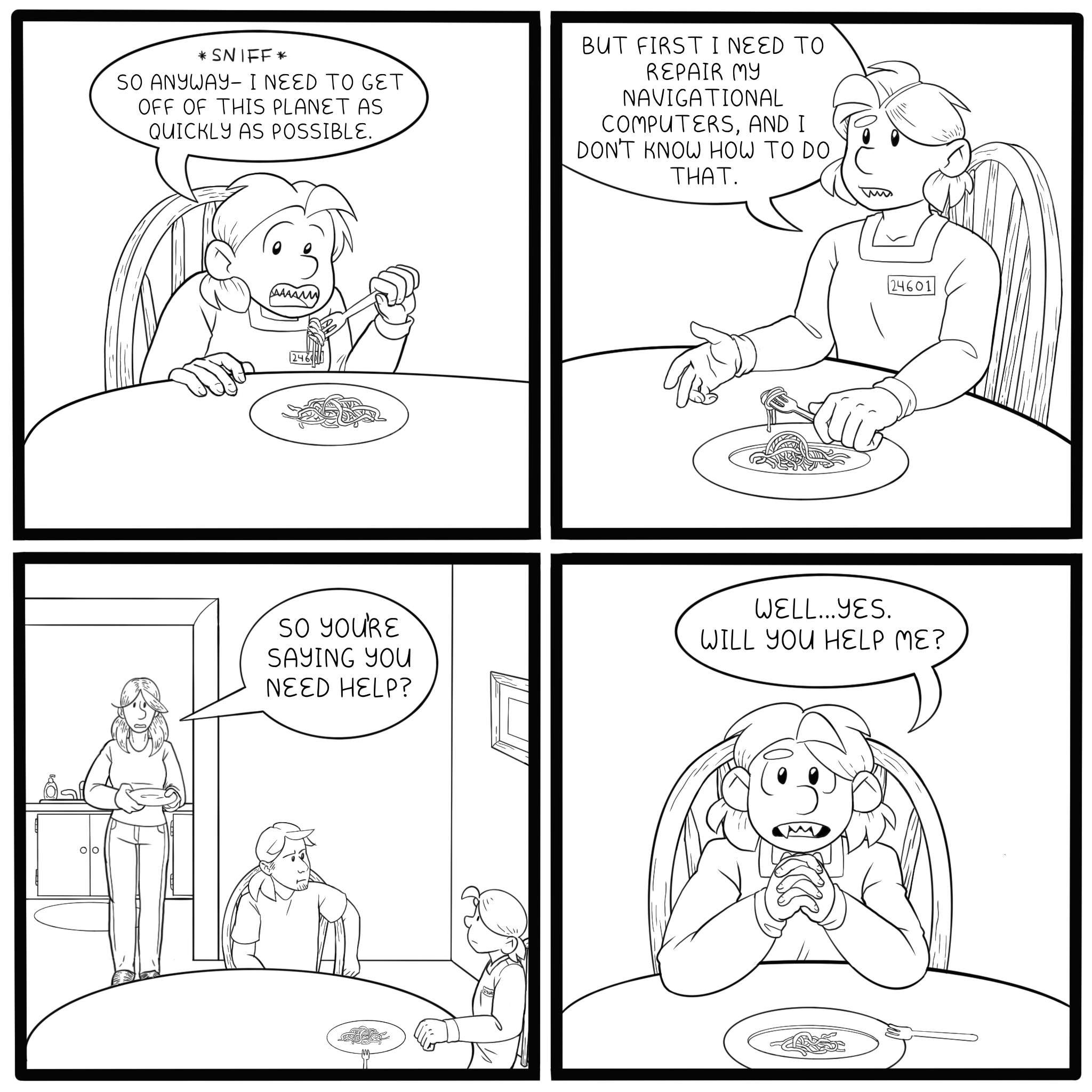 After having something to eat, Anikai explains that she would like to get off the planet but needs help repairing her navigational computers.