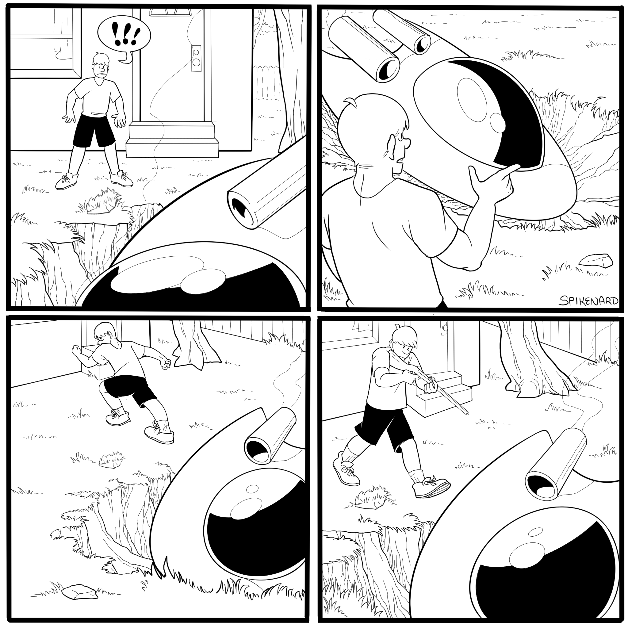 Simon lives in a rural area, so he knows that the solution to a UFO landing in your backyard is a FIREARM