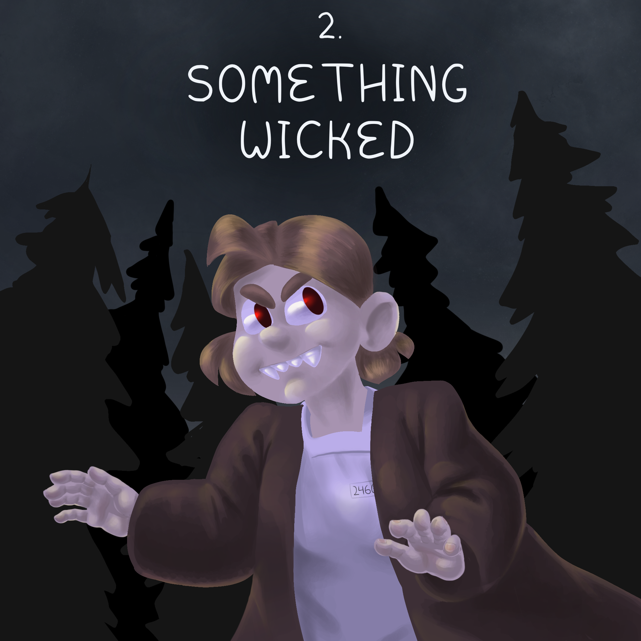 Anikai sneaks through the woods at night.