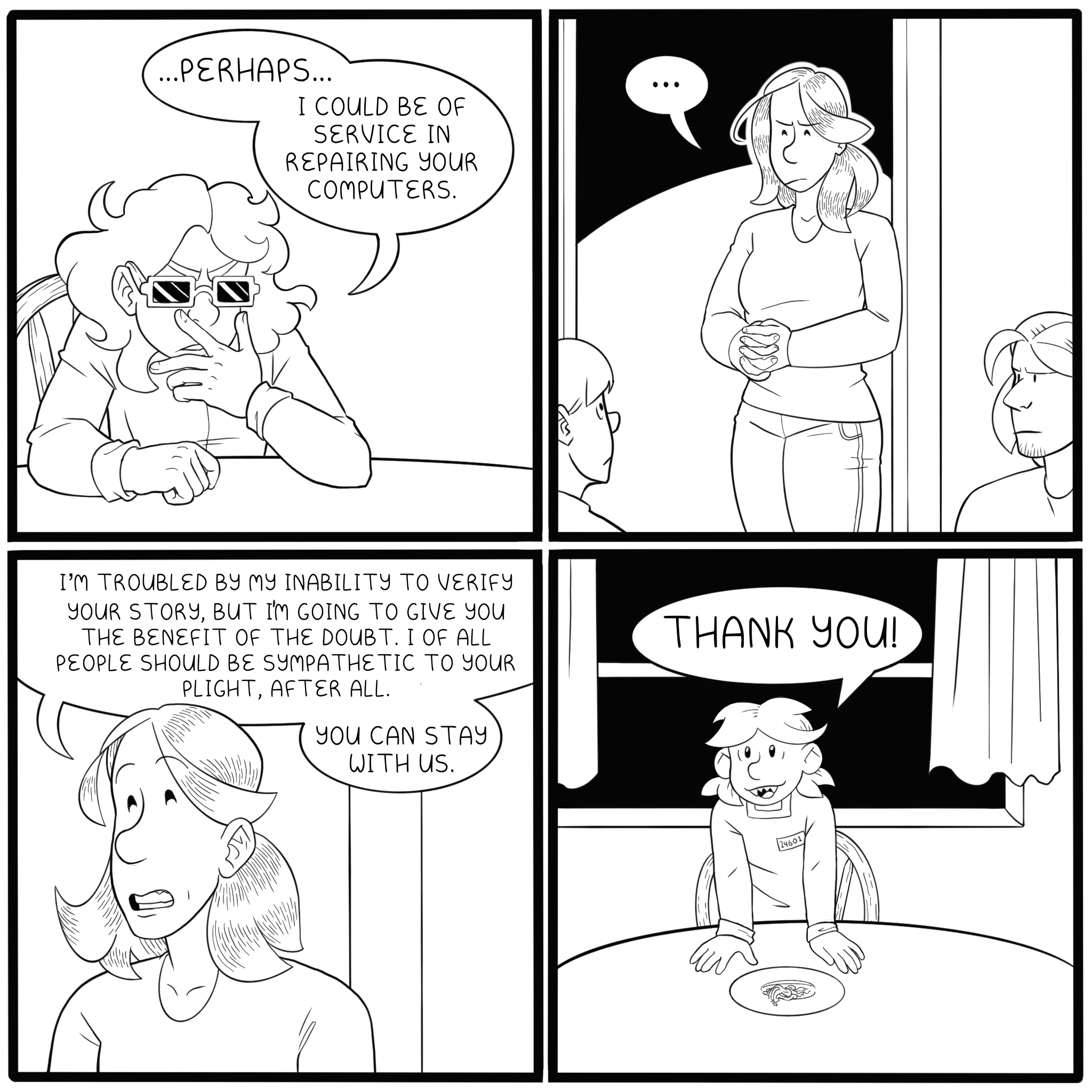 Marie offers to help repair Anikai's computers and Simon's mother offers to let Anikai stay at her house.